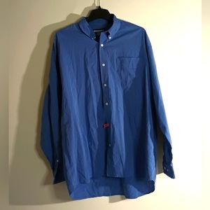 Pure & Simple Men's Blue Cotton Oxford Collar Button Up Shirt Size Large